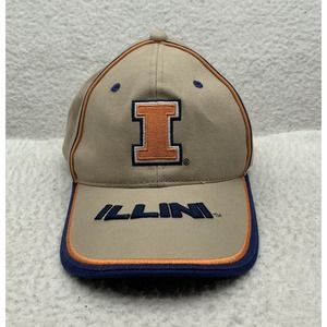Signatures Illinois Illini Baseball Hat Mens Strap Back OSFM Tan Orange Blue Dad